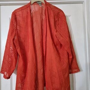 Chico's Kimono Coral Open Design Lightweight Cardigan/Cover Up Jacket